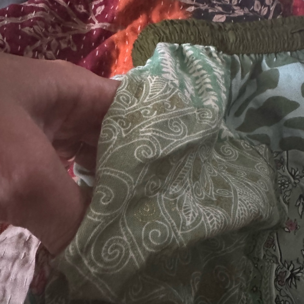 Green Patchwork Shorts - image 4